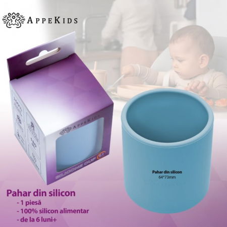 Pahar din silicon, AppeKids - Albastru [5]