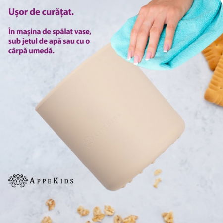 Pahar din silicon, AppeKids - Bej [4]