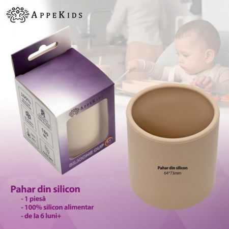 Pahar din silicon, AppeKids - Bej [2]