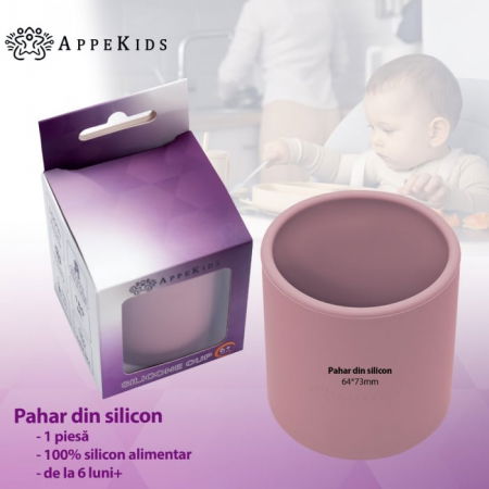 Pahar din silicon, AppeKids - Roz [1]