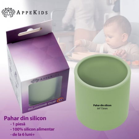 Pahar din silicon, AppeKids - Verde [1]