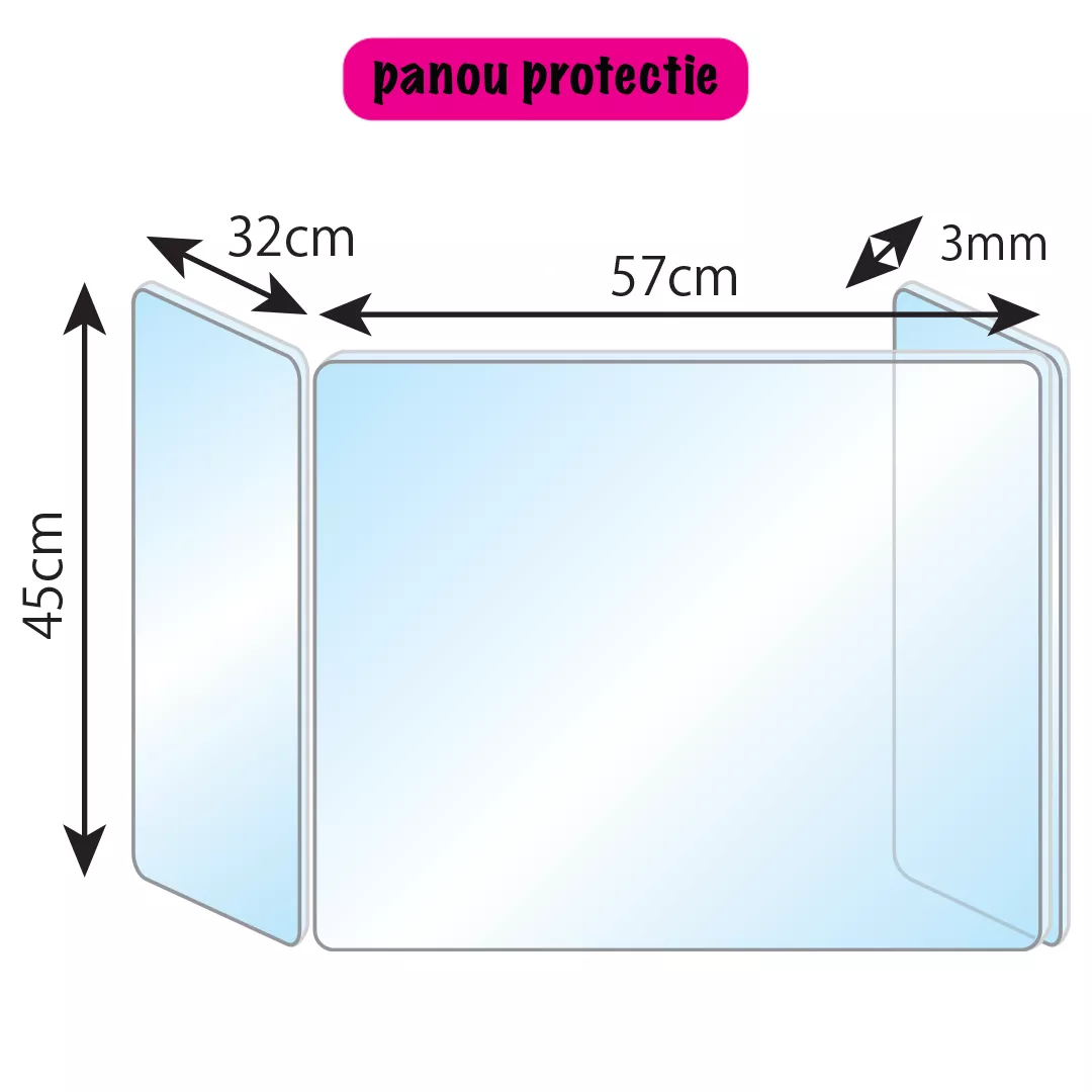 Panou acrilic de protectie in forma de U, 45x57x32x3 [2]