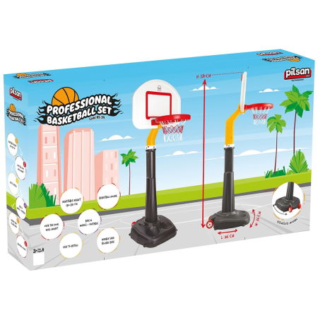 Jucarii pentru exterior - Panou cu stativ si cos baschet pentru copii Pilsan Professional Basketball Set