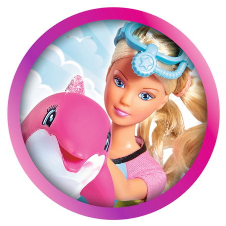Jocuri și Jucării - Papusa Simba Steffi Love Dolphin Fun 29 cm cu delfin si accesorii