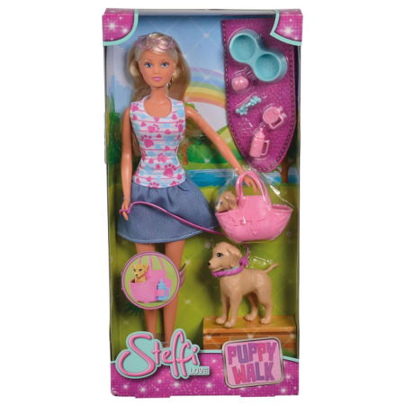 Papusa Simba Steffi Love Puppy Walk 29 cm cu 2 figurine si accesorii [2]