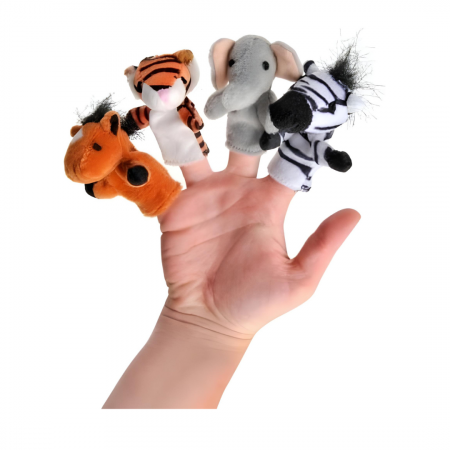 Papusi - Papusi pentru degete, cu animalute salbatice, pentru copii, 1 an+