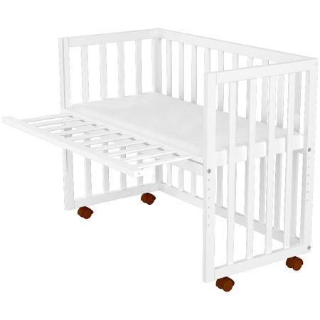 Patut copii din lemn co-sleeper Hubners Matei 94x46 cm alb [1]