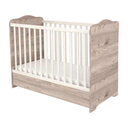 Camera Copilului - Patut copii din lemn cu sertar Hubners Sofia 120x60 cm crem nisip