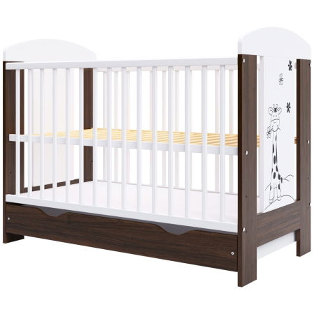 Camera Copilului - Patut copii din lemn Hubners Calisto Girafa 120x60 cm maro cu sertar