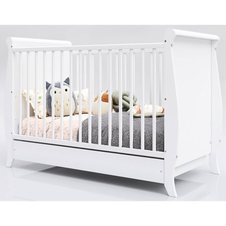 Patut copii din lemn Hubners Mara 120x60 cm alb cu sertar [1]