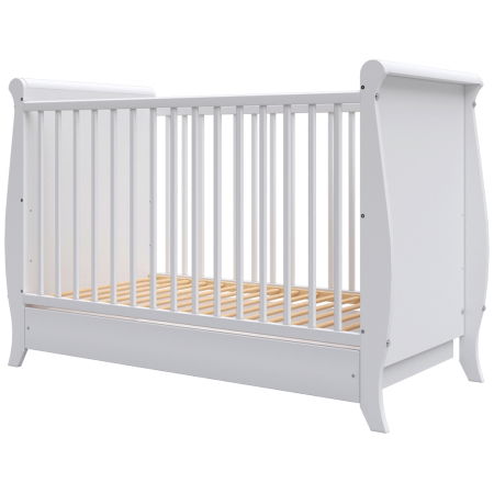 Camera Copilului - Patut copii din lemn Hubners Mara 120x60 cm alb cu sertar