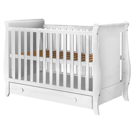 Camera Copilului - Patut copii din lemn Hubners Mira 120x60 cm alb cu sertar