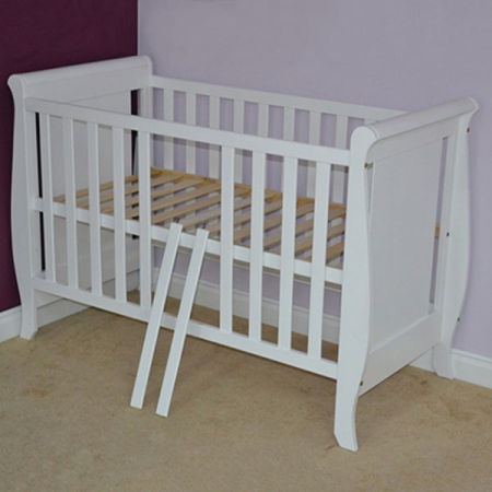 Patut copii din lemn Hubners Mira 120x60 cm alb cu sertar [4]