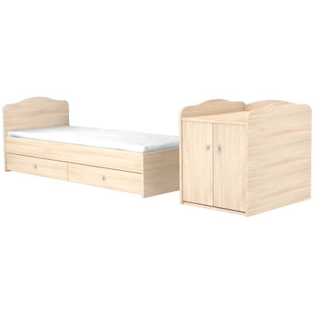 Patut copii transformabil din lemn cu 2 sertare Hubners Eva Maxi Kombi 120x70 cm natur [3]