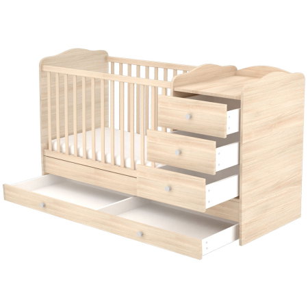 Patut copii transformabil din lemn cu 4 sertare Hubners Eva Kombi 120x60 cm natur [1]