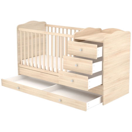 Patut copii transformabil din lemn cu 4 sertare Hubners Eva Kombi 120x60 cm natur [1]