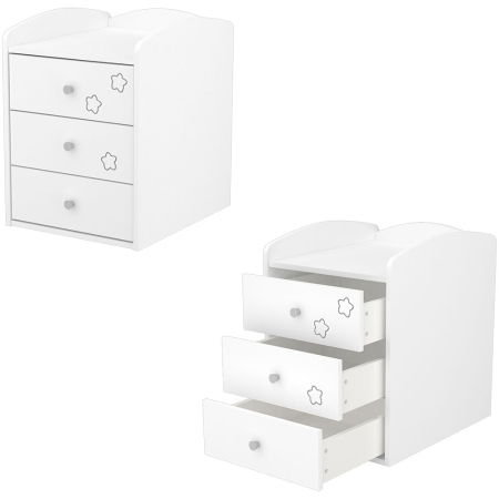 Patut copii transformabil din lemn cu 4 sertare Hubners Matei Kombi 120x60 cm alb cu stelute [3]