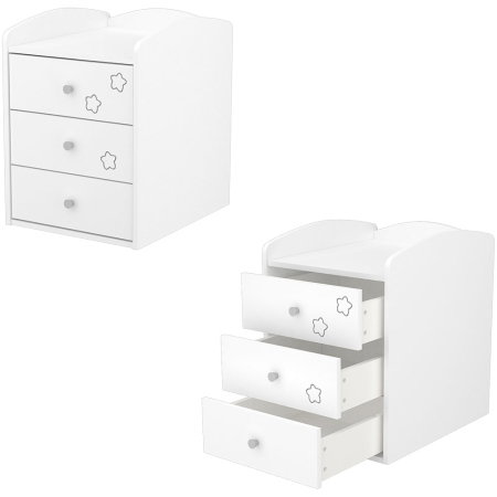 Patut copii transformabil din lemn cu 4 sertare Hubners Matei Kombi 120x60 cm alb cu stelute [4]