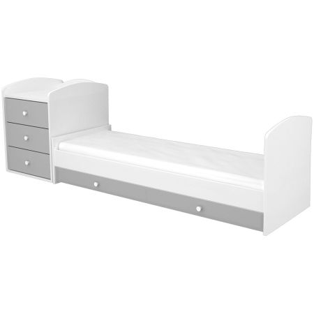 Patut copii transformabil din lemn cu 4 sertare Hubners Patrik Kombi 120x60 cm alb grafit [1]