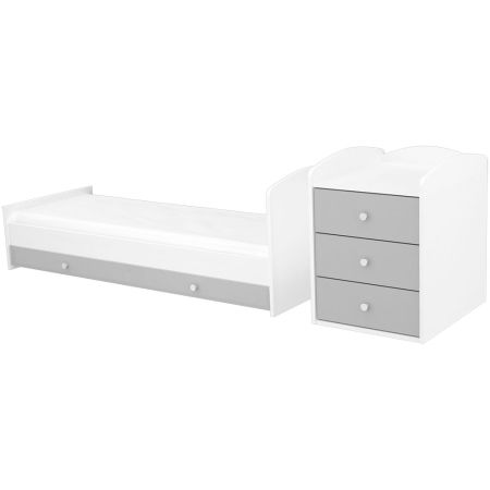 Patut copii transformabil din lemn cu 4 sertare Hubners Patrik Kombi 120x60 cm alb grafit [2]
