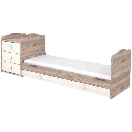 Patut copii transformabil din lemn cu 4 sertare Hubners Sofia Kombi 120x60 cm crem nisip [3]