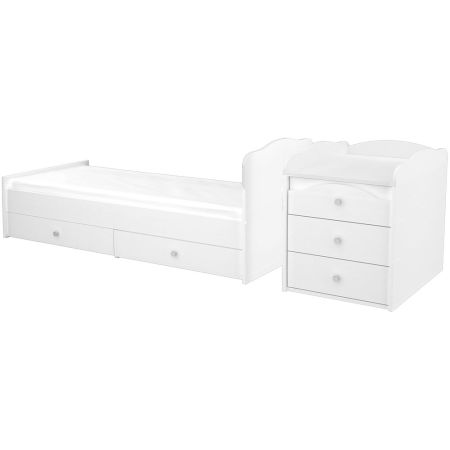 Patut copii transformabil din lemn cu 5 sertare Hubners Matei Maxi Kombi 120x70 cm alb [3]