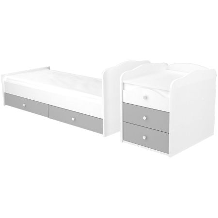 Patut copii transformabil din lemn cu 5 sertare Hubners Patrik Maxi Kombi 120x70 cm alb grafit [3]