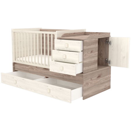 Patut copii transformabil din lemn cu 5 sertare Hubners Sofia Multi Kombi 120x70 cm crem nisip [1]