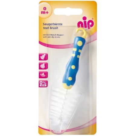 Suzete bebe - Perie mini pentru tetine si accesorii biberoane, cu maner antialunecare, 0+ luni, nip 37011
