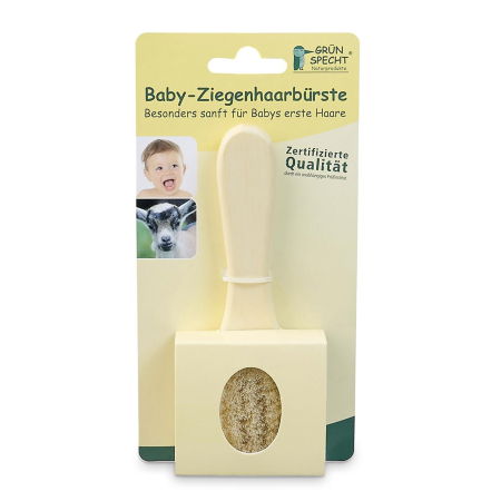 Produse - Perie pentru bebelusi, cu par natural de capra si maner din lemn, Grunspecht 520