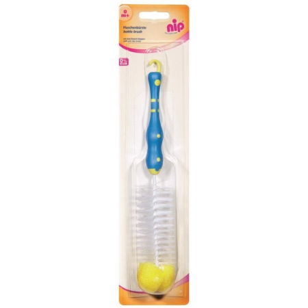 Perie pentru biberoane standard si cu gat larg, cu burete si maner antialunecare, 0+ luni, nip 37010 [2]