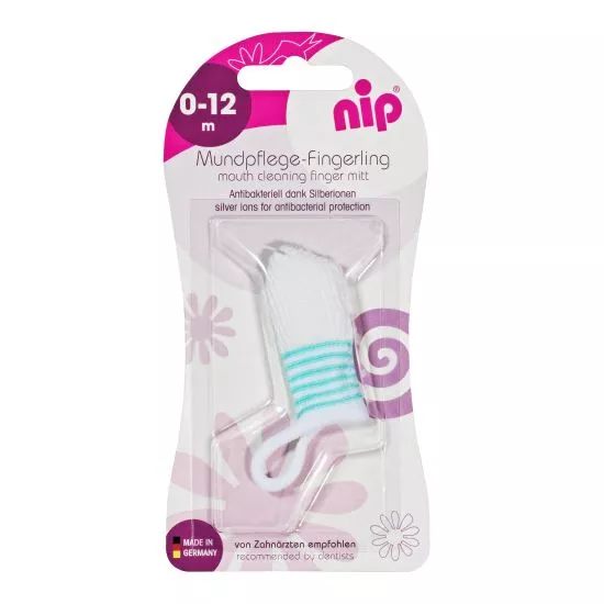 Produse îngrijire copii - Periuta de dinti bebelusi, antibacteriana, cu ioni de argint, pentru folosire pe deget, 0-12 luni, Nip