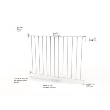 Poarta de siguranta extensibila pentru copii, Noma, 62–102 cm, metal alb [6]