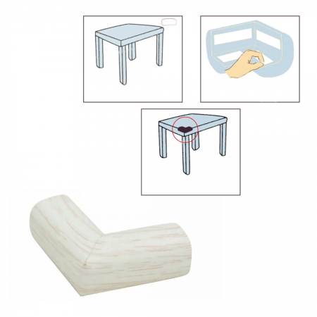 Protectie Colturi Mobila Copii Set 4buc Spuma Lemn Alb [4]