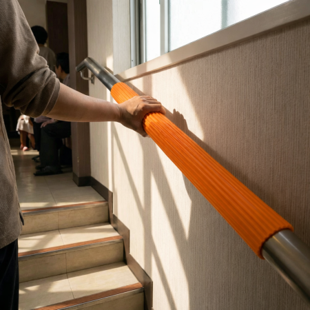 Protectie maner pentru balustrada, antialunecare, din cauciuc, portocaliu, 90cm [3]