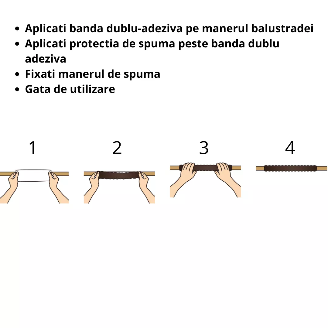 Protectie maner pentru balustrada, din spuma de cauciuc, maro, 40cm [5]