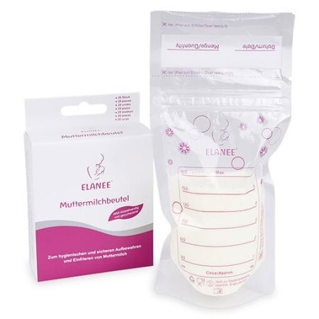 Alimentatie/Biberoane si accesorii - Pungi depozitare lapte matern la congelator, 180 ml, gradate, transparente, 20 bucati, ELANEE 711-00