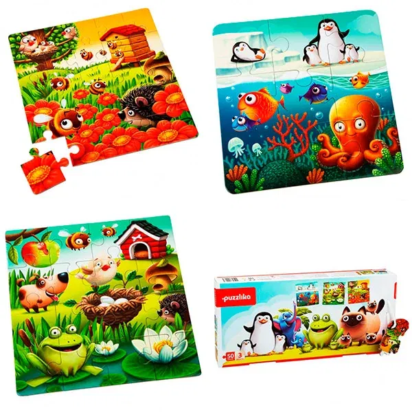 Puzzle 3 in 1 Cubika ,Animalutele Preferate, 3 ani+ [1]