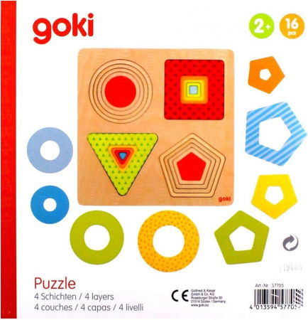 Puzzle Copii 2 ani+ Forme Geometrice De Lemn Goki [2]