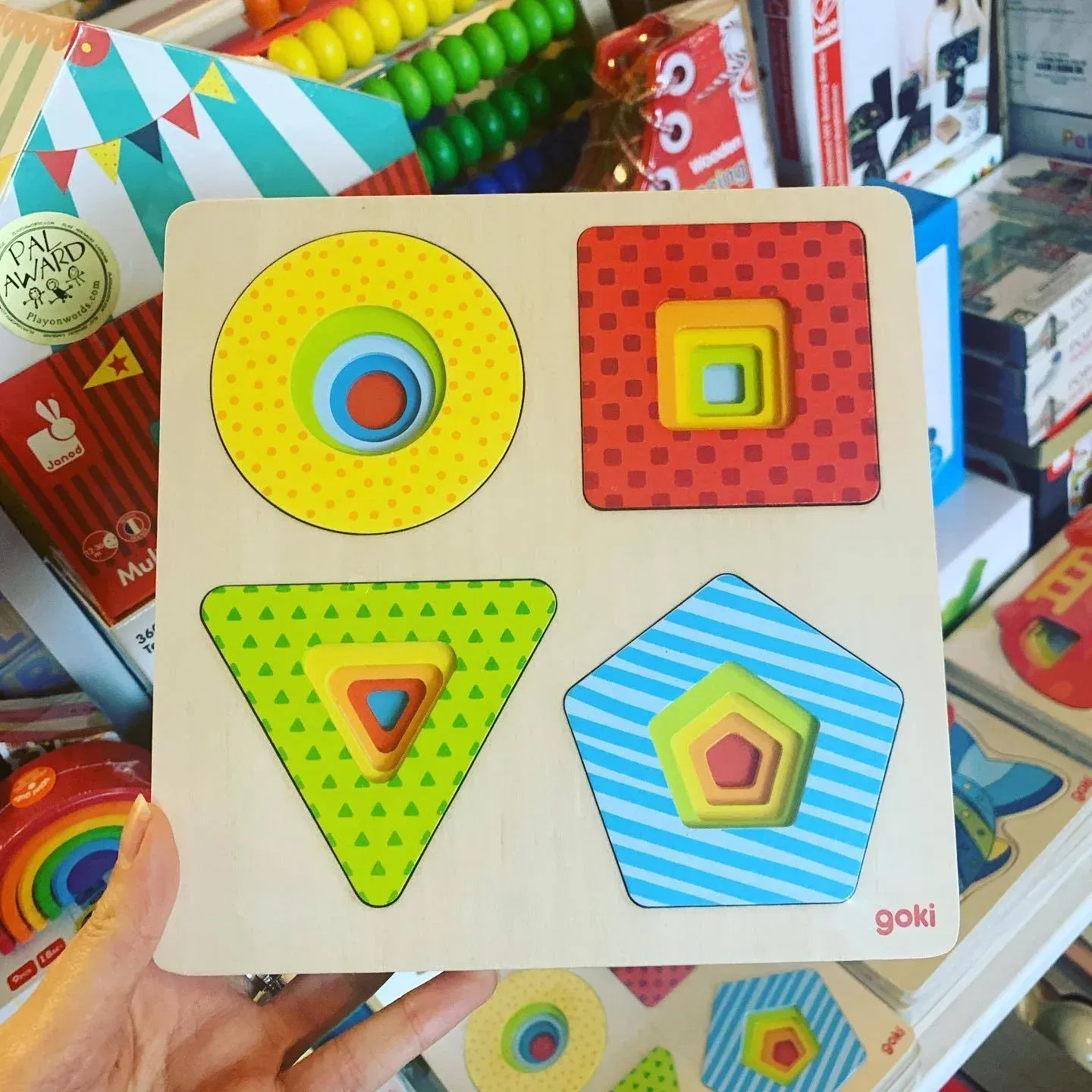 Puzzle Copii 2 ani+ Forme Geometrice De Lemn Goki [1]