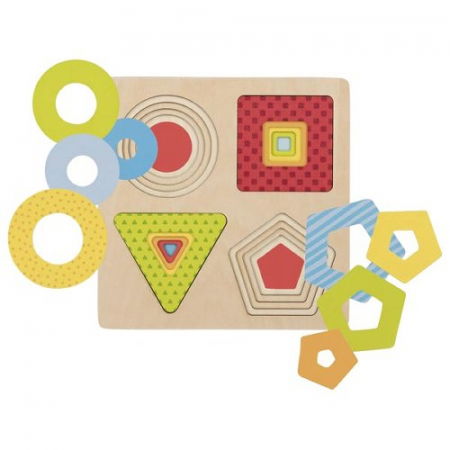 Puzzle Copii 2 ani+ Forme Geometrice De Lemn Goki