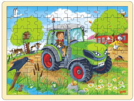 Puzzle - Puzzle Copii 3 Ani+ De Lemn Tractor La Ferma Goki