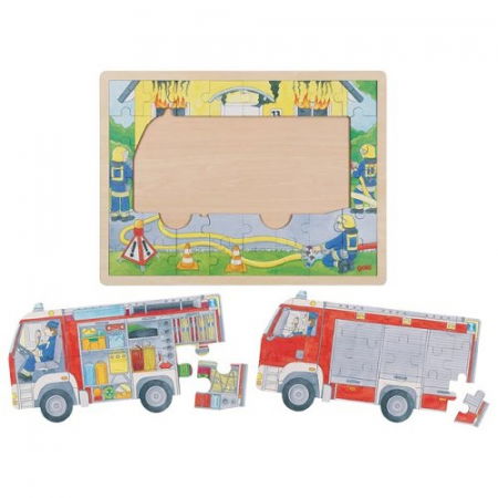 Puzzle Copii 3 Ani+ Masina De Pompieri 2 In 1 Goki [1]
