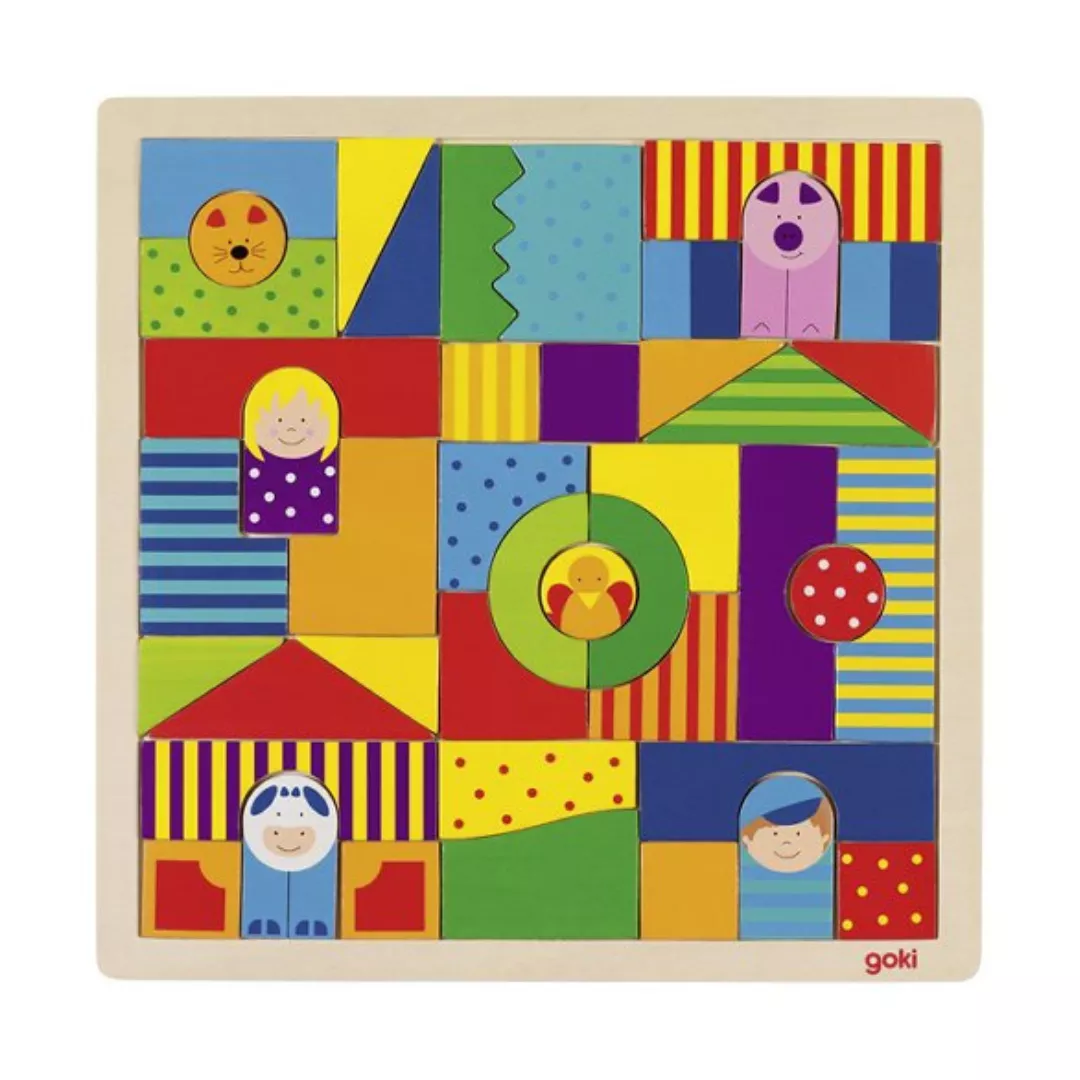 Puzzle cu animale, de lemn, tip mozaic, 43 de piese, Goki