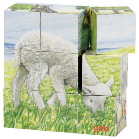 Puzzle de lemn, tip cuburi, copii 3 ani+