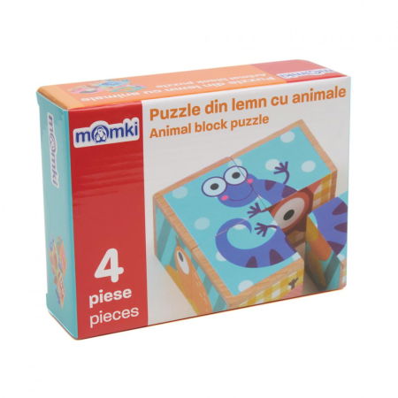 PUZZLE DIN LEMN CU ANIMALE, 4 PIESE, MOMKI [3]