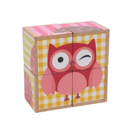 PUZZLE DIN LEMN CU ANIMALE, 4 PIESE, MOMKI [1]