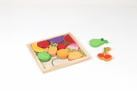 Jocuri și Jucării - PUZZLE DIN LEMN CU FRUCTE, 12 PIESE