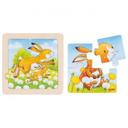 Puzzle Educativ Lemn 2 in 1 Copii 1 an+ Set 4 Buc Animalute [2]