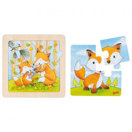 Puzzle Educativ Lemn 2 in 1 Copii 1 an+ Set 4 Buc Animalute [4]